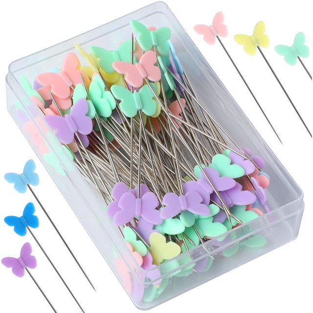 200 pcs 2.09 Inch Sewing Pins Flat Head Straight Pins Butterfly Head Sewing Pins Straight Quilting Pins for Sewing DIY Projects Dressmaker Jewelry Decoration