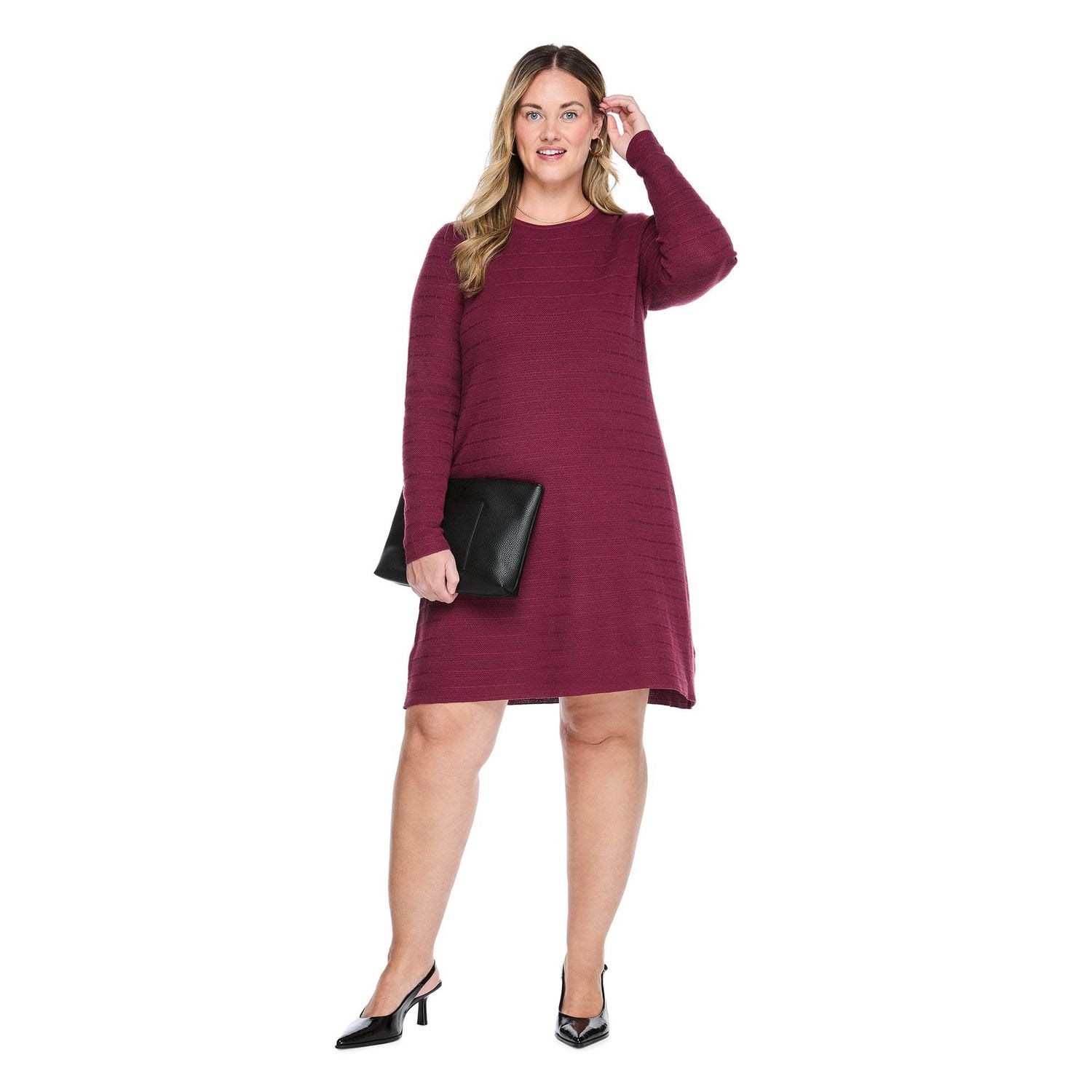 Lane Bryant Women's Plus Long-Sleeve Crew-Neck Dress