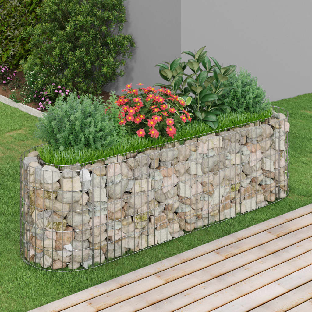 vidaXL Lit Surélevé en Gabion Fer Galvanisé 190x50x50 cm