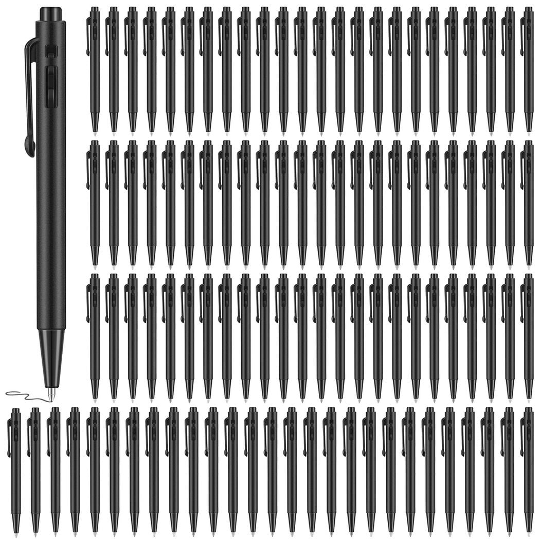 timcorr Mini Retractable Ballpoint Pens with Clip, Fine Point, 0.7 mm, Black Ink, 100 Count