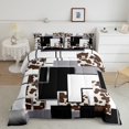 thumbnail image 2 of YST Geometric Cowhide Comforter Setfull Abstract Brown Highland Cow Checkered Bedding Set For Kids Boys Adults Silver Grey Stripe Grid Down Comforter,Farm Animal Skin Square Quilt Set, 2 of 6