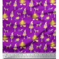 thumbnail image 1 of Soimoi Purple Poly Georgette Fabric Women,Gift Box & Tree Christmas Fabric Prints By Yard 42 Inch Wide, 1 of 3