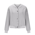 thumbnail image 4 of Erwazi Women's Cropped Bomber Jackets Lightweight Button Down Stand Collar Long Sleeve Short Jacket, 4 of 8