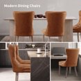 thumbnail image 4 of Subrtex Leather Button Anchor Studded Indoor Dining Chair, Brown (Set of 2), 4 of 7
