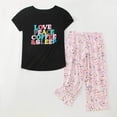 thumbnail image 2 of Wijhcboe 2025 Women Cotton Pajamas Set Robes for Women Set Short Sleeve Top Capri Short Sleeve Sleepwear for Women Pants Sleepwear Plus Woman Night Wear Animal Print Pajamas Women Lace Pajama Shorts, 2 of 9