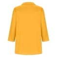 thumbnail image 3 of Hot6sl Économies d'Été Liquidation Blouse & Chemise à Manches Courtes Col Rabattu, T-shirt Assorti pour Femmes Col en V Col Rabattu Manches 3/4, Haut en polyester pour Femmes/jaune, TG, 3 of 7