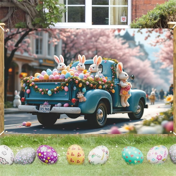 WMQPNNS Nouvelle Tendance Bannière de Pâques Arrière-Plan Thème de Vacances de Printemps et d'Été Décoration Toile de Fond Fête Décorations Photo Offres du Jour Vente de Liquidation