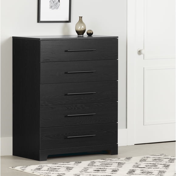 Commode 5 tiroirs pour Adulte, fini Chêne noir, collection Primo de Meubles South Shore