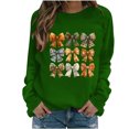 thumbnail image 3 of QATAINLAV Chandails à Manches Longues pour Femmes pour la Sensibilisation au Cancer du Sein, Mignon Chandail à Col Rond Imprimé Blouse 2025 Automne Tunique Décontractée Hauts Offres de Rentrée Verte G, 3 of 5