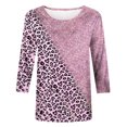 thumbnail image 5 of Pompotops T-shirt Ample à Imprimé Léopard pour Femme, Manches 3/4, Col Rond, Haut Décontracté, Liquidation, 5 of 5