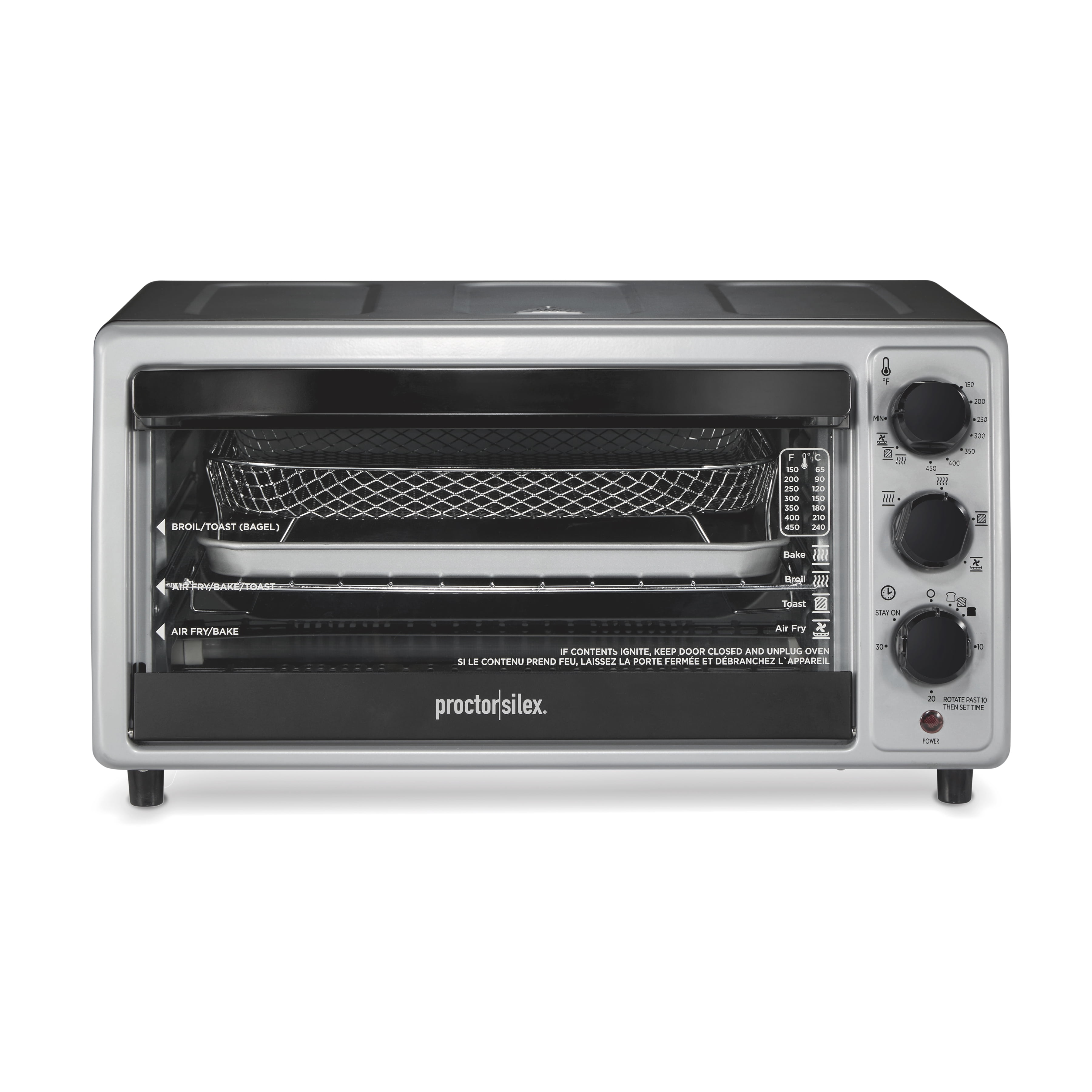 Proctor Silex Simply-Crisp Air Fryer Toaster Oven, 6-Slice Capacity, Black, 1500 Watts, 1 Count, Model 31275J