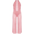 thumbnail image 2 of Oyolan One Piece Rompers Overall for Girls Rhinestones Dance Bodysuit Disco Party Wide Leg Pants Playsuit Pink 10, 2 of 4