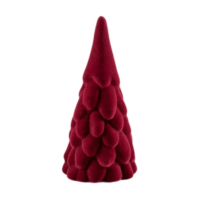 Lipstore Ceramic Artificial Christmas Tree Decoration Indoor Small Xmas Tree Flocked Xmas Layered 7.5x15.5cm