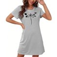 thumbnail image 4 of Mrat Chemise de Nuit pour Femmes Chemise de Nuit pour Femmes Tenue de Nuit Manches Courtes Chemise de Nuit Décontractée Imprimée Robe de Nuit Ample Confortable Pyjama S-80 Gris P, 4 of 7
