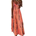 thumbnail image 1 of LUXUR Robe Longue Maxi pour Femmes à Col en V, Robe d'Été de Plage Sans Manches, Combinaison, Style Bohème Teinture sur Nœuds Orange 5TG, 1 of 2