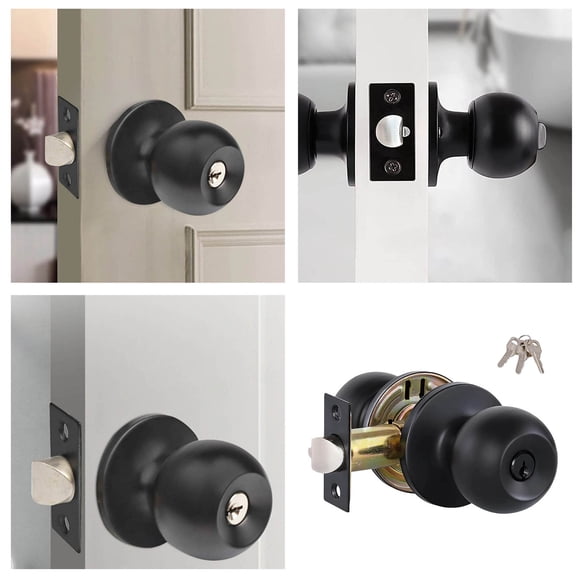 Woodworking Tools Product Title for Entry Door Lockset with Flat Keyed Knobs Pack Black Finish Entrance Security Hardware