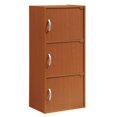 thumbnail image 1 of Hodedah 3 Shelf 3 Door Multi-Purpose Wooden Bookcase in Cherry Finish, 1 of 5
