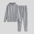 thumbnail image 2 of 2 Piece Sweatsuits for Womens Clearance Solid Color Pocket Drawstring Pullover Sweatpant Set Lounge Tracksuit Casual Plus Size Lightweight Loose Ladies Outfits Fall Winter 2023 Black L, 2 of 5