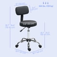 thumbnail image 3 of HOMCOM Adjustable Rolling Stool with Backrest, Faux Leather Stool Chair, 3 of 10