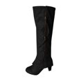 thumbnail image 1 of XZNGL Womens Round Toe High Heeled Thick Heeled Double Zipper Lace Stitching High Boots, 1 of 8