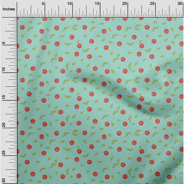 oneOone Cotton Flex Fabric Leaves & Apple Fruit Fabric by Yard 40 Inch Wide