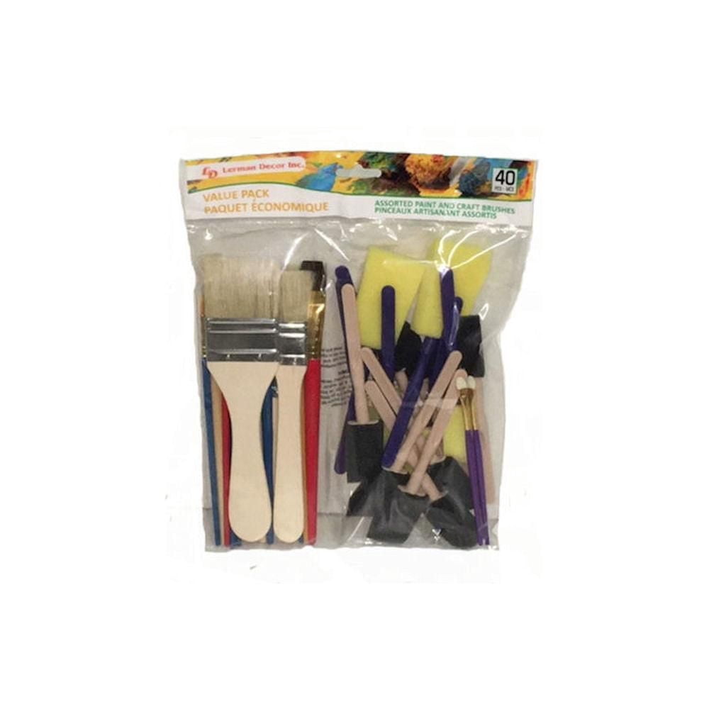 ASSORTED PAINT AND CRAFT BRUSHES 40 PCS