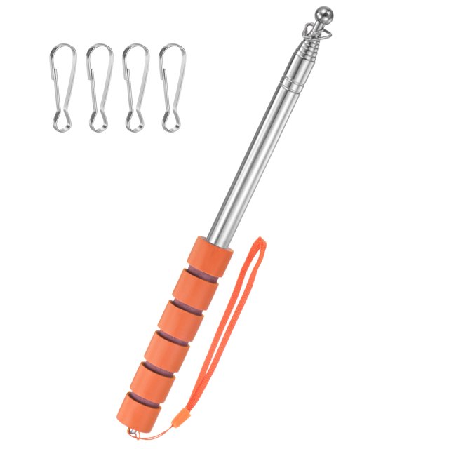 Uxcell Mât de Drapeau Télescopique 6.56 Pieds/2m avec Clips Orange