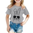 thumbnail image 4 of PMVFHDE T-Shirt Graphique à Manches Courtes Imprimé Lapin de Pâques pour Enfants, Col Rond, Décontracté, Printemps Été, Gris, 7-8 Ans, 4 of 4