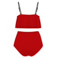 thumbnail image 4 of Jovati Beach Bikini Set for Women, Ruffled Tank Top with Removable Padded Bra and High-Waisted Bottom, Nylon Spandex Blend, Solid Color, Summer Swimwear, 4 of 7