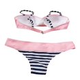 thumbnail image 2 of Femmes 2 Pièces Maillots de Bain Bikini Bande Spaghetti Sangle Sans Manches Fronde Débardeurs Soutien-Gorge et Taille Basse String Maillots de Bain Ensemble, 2 of 7