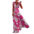 thumbnail image 2 of Lenago Blouses Grande Taille pour Femmes Mode Décontractée Chic Été Sans Manches Col en V Robe Imprimée Fermeture Éclair Robe Longue Robes de Plage en Solde, 2 of 8