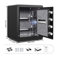 thumbnail image 3 of Home Safe Box, Large Digital Security Safe with Backlit Touchscreen Keypad, 4 Solid Locking Bolts & Dual Alarm System, Velvet Interior & Adjustable Shelf for Jewelry Money Documents, 3 of 9