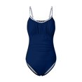thumbnail image 4 of Huesdet Womens One Piece Swimsuits Push Up Tummy Control Bathing Suits V Neck Cutout Modest Swim Suits[Blue,M], 4 of 5