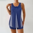 thumbnail image 1 of UPPADA Womens Plus Size Two Piece Tankini Swimsuits Twist Front High Waist V Neck Swimwear Floral Tummy Control Modest Bathing Suits with Bottom 2 Piece Full Coverage Swimsuits for Women Blue,L, 1 of 5