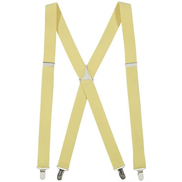 Mens Elastic X-Back Adjustable Straight Clip On Suspenders - Banana(Tall, 54" Long)