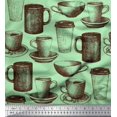 thumbnail image 2 of Soimoi Poly Georgette Fabric Tea & Coffee Cups Print Fabric by the Yard 42 Inch Wide, 2 of 3