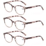 MODFANS Round Stylish Reading Glasses 3 Pair with Spring Hinge Fashion Glasses for Reading for Men and Women +3.50