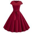thumbnail image 1 of EGNMCR Robes d'Été Femmes Tendance 2024 Femmes Vintage Manches Courtes 50s Ménagère Décontractée Soirée Fête Bal Robe, 1 of 7