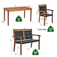 thumbnail image 3 of Gymax 4PCS Acacia Wood Rattan Furniture Set w/ Umbrella Hole Patio Dining Set, 3 of 10