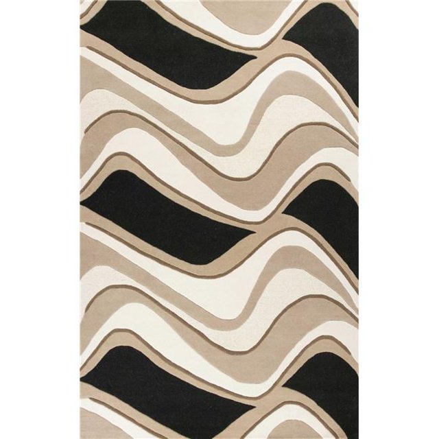 HomeRoots 353536 27 x 45 in. Wool Black & Beige Area Rug