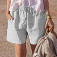 thumbnail image 2 of Admvng Linen Shorts for Women Plus Size Spring Summer Solid Color Loose Linen Casual Elastic Waist Shorts S-3XL, 2 of 6