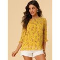 thumbnail image 3 of INSPIRE CHIC Blouse Fluide en Mousseline à Volants à Manches 3/4 à Imprimé Floral pour Femme, 3 of 5