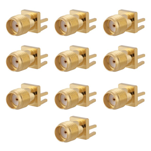 10pcs Brass SMA Female Base Socket Jack PCB Mount RF Connectors, SMA Female, 50 Ohm, for Modules and Antenna Sockets