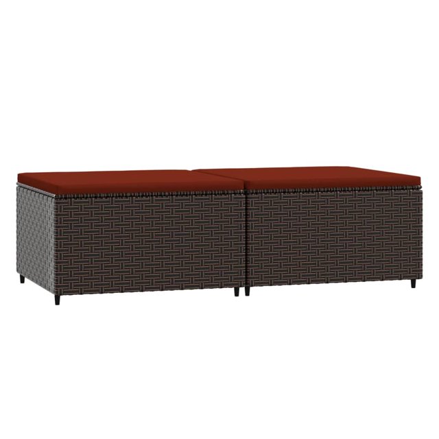 vidaXL Mobilier de Patio Pouf Repose-Pieds d'Extérieur avec Coussins en Rotin Poly