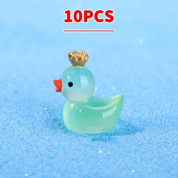 10pcs Glowing in the Dark Duckling Doll for Moss Fish Tank Decoration, Mini Resin Ornaments, Cute Accessories for Terrarium