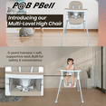 thumbnail image 3 of Chaise Haute pour Bébé 7 en 1 Entièrement Convertible – de Transat pour Nouveau-Né à Rehausseur pour Tout-Petit, Pliable et Portable, Coussin Lavable Facile à Nettoyer, Plateau Amovible, Harnais de Sécurité à 5 Points (Kakhi), 3 of 9