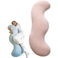 thumbnail image 1 of Pea Pod Body Pillow for Side Sleeper,S Shaped Full Body Support Pillow for Adults, Long Bolster Hug Pillow with Cooling Fabric, Soft Ergonomic Pillow for Back, Hip & Leg Support (Pink, 80cm), 1 of 7