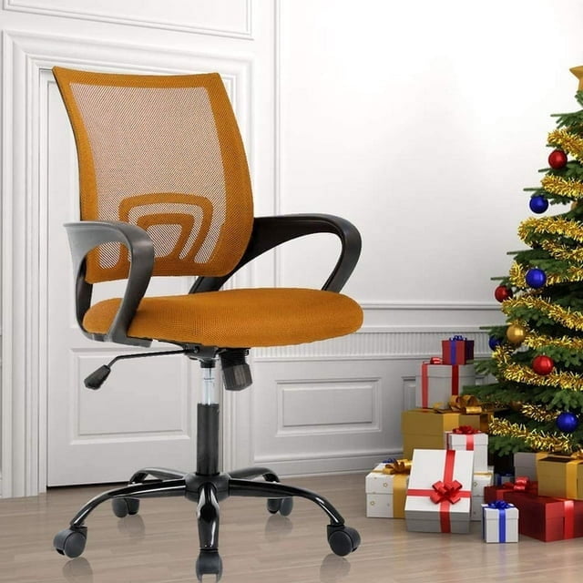 Dkelincs Mesh Office Chair Computer Desk Chair with 360° Casters & Armrest, Orange