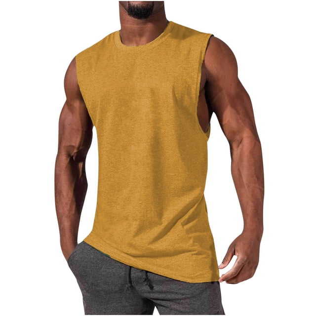 Timegard Débardeurs Hommes Couleur Unie Col Rond Tee Basique Confortable Sans Manches Chemises Décontractées Athlétiques