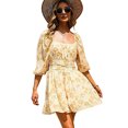 thumbnail image 1 of Women's Lantern Sleeve Tie Back Summer Dress Ruffled Off Shoulder A-Line Vintage Mini Dress, 1 of 5